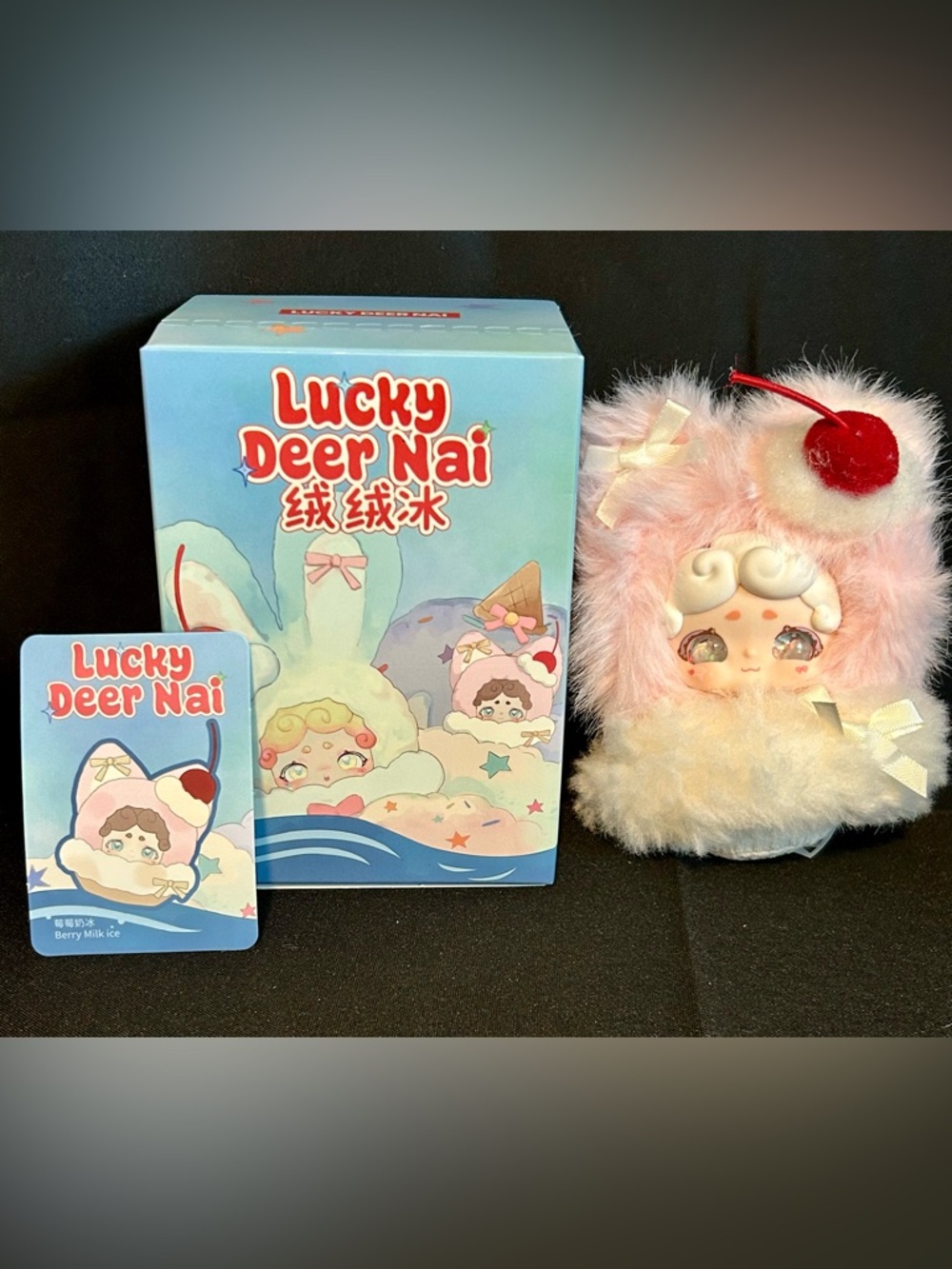 Lucky Deer Nai Plush Figure - Berry Milk Ice